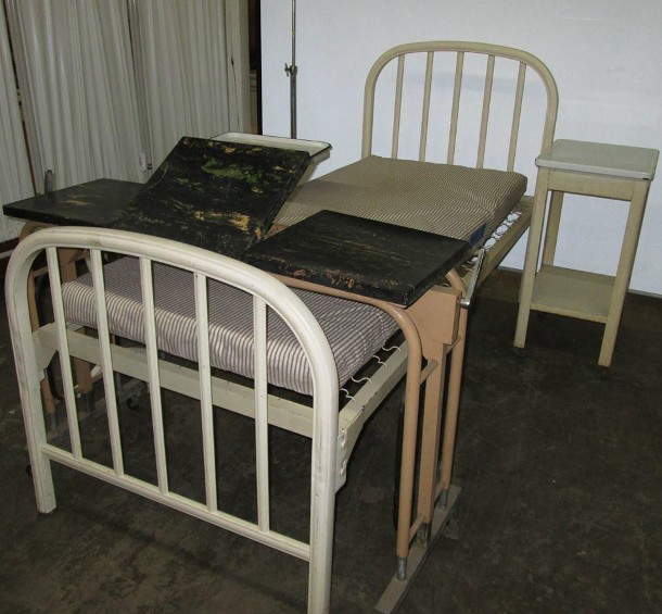 Vintage Hospital Room props, vintage hospital bed