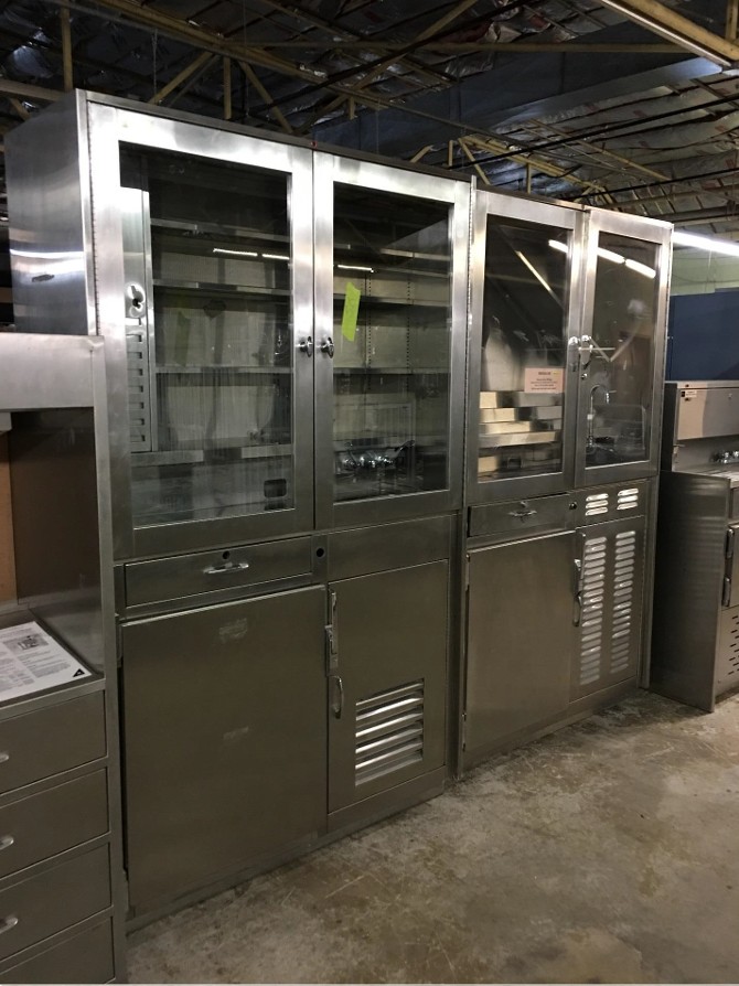 stainless steel cabinet props with glass doors
